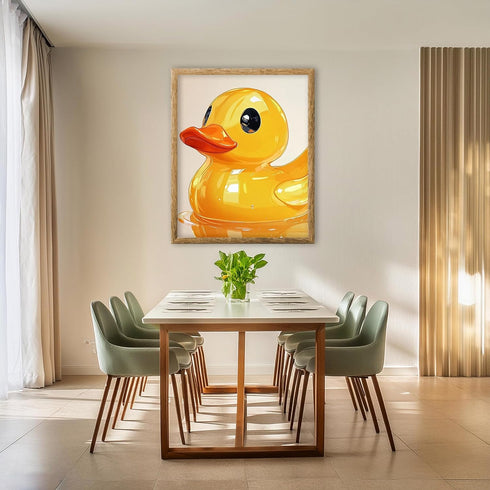 Posterizer 1 pcs-shiny cute golden yellow rubber duck 1-Kids Room Art-Art for Animal Lovers-Decor for nursery toddlers kids room- unframed wall ar...