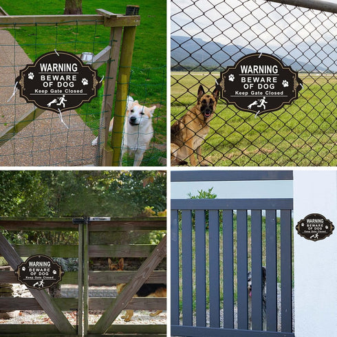 Beware of Dog Sign, 2 Pack Beware of Dog Signs for Fence, 10.6x7.7 Inch Rust Free Aluminum Metal Sign, Fade Resistance, UV Protected, Indoor/Outdo...