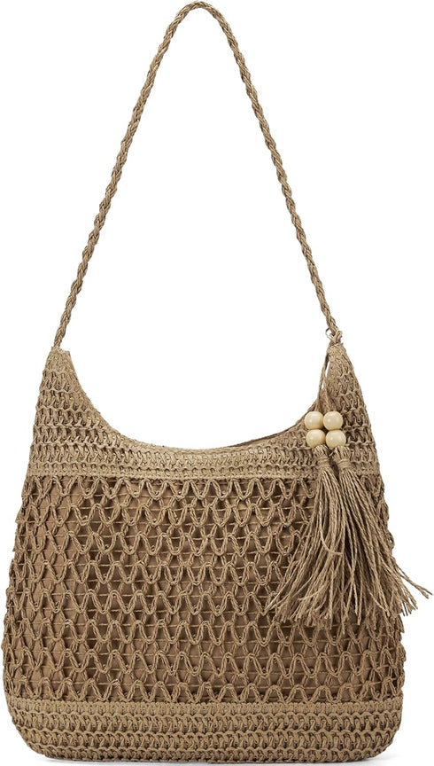Straw Packable Mesh Beach Bag Large Beach Bag The Tote Bag for Women Hobo Bags for Women Crossbody Purses for Women Travel Beach Bag Woven Beach B...
