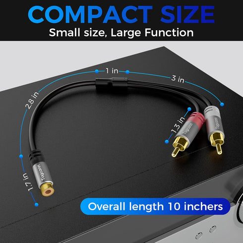 RCA Splitter Y-RCA Cable, 1 RCA Female to 2 RCA Male Audio Speaker Y Adapter, Short RCA Audio Speaker Splitter Cable for Car Audio, Subwoofer, CD ...