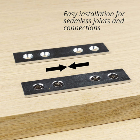 Pack of 8 | Clamping Mending Plate | Straight Steel Bracket Brace Repair Tabletop, Panel Connector | Galvanized Wood Table Top, Leg, Connecting | ...