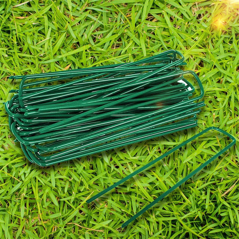 Garden Pegs Pins Ground Stakes Staples Spikes U Shaped Landscape Securing Nail Pin Lawn Fabric Netting Matting 6Inch 20PCS...