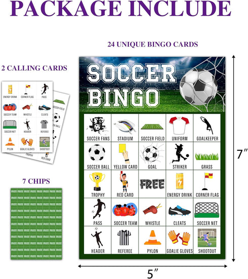 Soccer Bingo Game, Soccer Party Games Bingo Cards for Adults, Sports Party Games, Birthday Bingo, Soccer Party Favors Supplies Decorations, 24 Pla...
