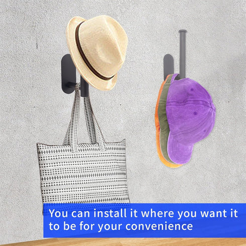 Hat Racks for Baseball Caps, 4 Pack Stainless Steel Adhesive Hat Hanger Hooks Holder for Wall, Multi-Function Hat Storage Organizer Hanger, Hat Ho...
