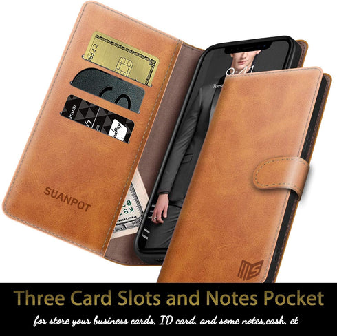 SUANPOT for iPhone 11 Pro 5.8"(Non 11 6.1"/11 Pro Max)with RFID Blocking Leather Wallet case Credit Card Holder, Flip Folio Book Phone case Shockp...