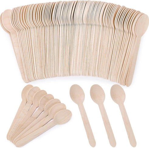 HANSGO 150PCS Wooden Spoons Bulk, Natural Wooden Spoons Small Cutlery for Party Wedding Picnic Camping...