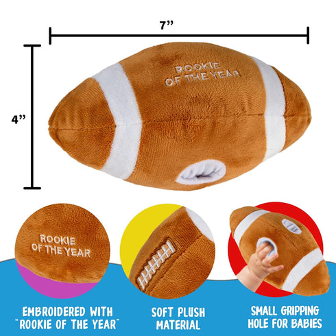 Baby Football Plush Rattle - Baby Boy Stuff for Gifts, Toddler Football Toys, Baby Rattles & Plush Rings, Engaging Learning for Boys and Girls - A...