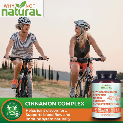 5-in-1 Organic Ceylon Cinnamon Capsules with Berberine, Garlic, Turmeric, Black Pepper Extract Pills (120 Capsules)...