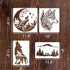 Wolf Stencils for Painting Animal Stencils for Wood Burning 12inch Forest Mountain Tree Stencil Wildlife Hunting Template for Wood Crafts Wall Can...