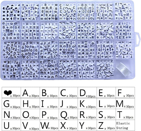 Amaney 810pcs 6x6mm Cube Acrylic Alphabet Letter Beads for Jewelry Making Bracelets Necklaces Key Chains...