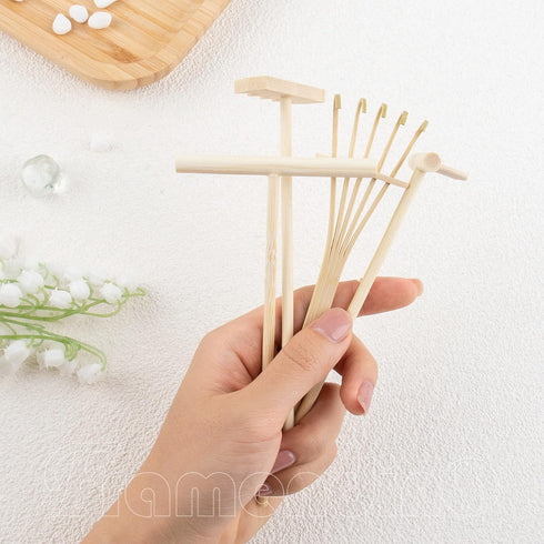 Framendino, 4 Pack Mini Zen Garden Rake Tools Bamboo for Home Office Tabletop Decor 4 Style...