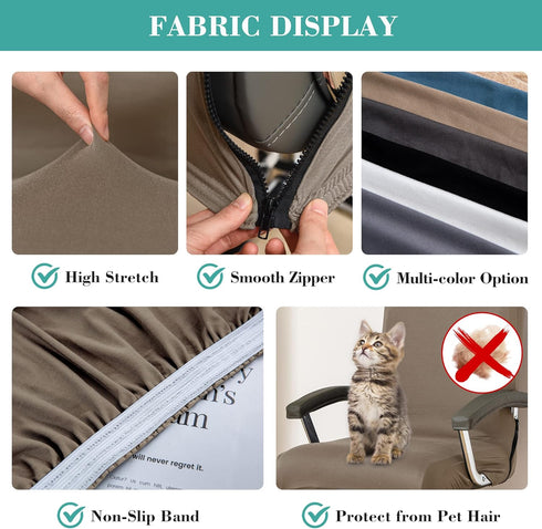 Jin Le Office Chair Cover- Medium, Khaki- Removable Computer Chair Cover for Office Chair with Zipper for Universal Rotating Chair Desk Chair Cove...