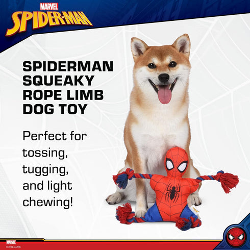 Marvel Comics for Pets Spiderman Rope Flyer Dog Toy | Superhero Spiderman Toy for Dogs, Flyer Toy Dog Rope Toy for Toss and Tug | Marvel Dog Toy O...