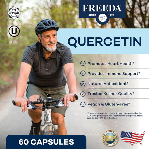FREEDA Quercetin 500mg - Pure Quercetin Supplement for Immune & Histamine Support - Vegan Bioflavonoid Vitamin - Quercetin Flavonoid Supplements &...