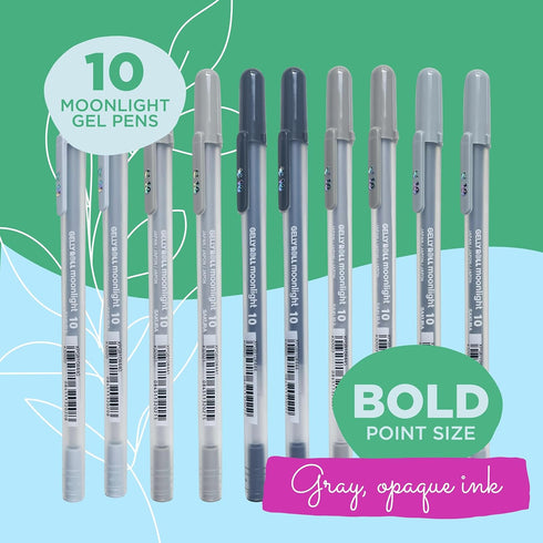 SAKURA Gelly Roll Moonlight 10 Gel Pens - Bold Ink Pen for Journaling, Art, or Drawing - Gray & Opaque Ink - Bold Line - 10 Pack...