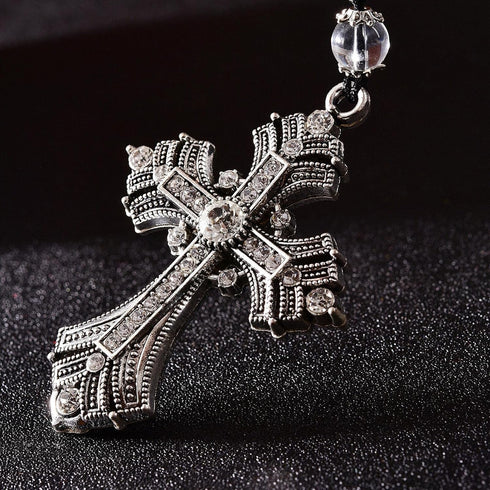 Car Pendant Metal Diamond Hanging Cross, Auto Interior Rearview Mirror Dangle, Interior Decoration Pendant...
