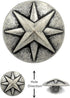Bezelry 10 Pieces Asterisk Metal Shank Buttons. 20mm (3/4 inch) (Antique Silver)...