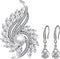 Party Holiday Wedding Brooch for Women and 925 Sterling Silver Earrings with Glitter Pearl Rhinestone Jewelry Set for Women...