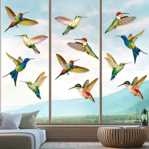 18 Pieces Large Size Hummingbird Window Clings Anti-collision Window Clings Decals to Prevent Bird Strikes on Window Glass Non Adhesive Vinyl Clin...
