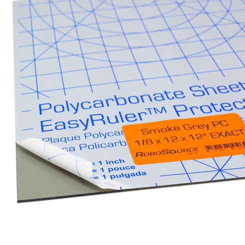 Smoke Grey Polycarbonate Plastic Sheet 12" X 12" X 0.118" (1/8") Exact, Shatter Resistant, Easier to Cut, Bend, Mold than Plexiglass. Robotics, Ho...