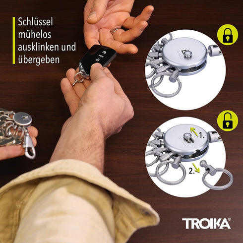 Troika Patent – KYR60/MC – Keyring – incl. Carabiner – 6 Exchangeable Rings – Metal/Brass– matt – Chrome Plated – unisex-adult, Silver – TROIKA-Or...