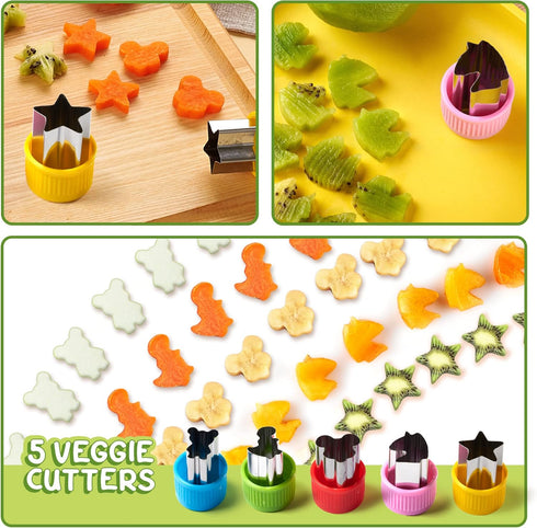 GET FRESH Sandwich Cutters and Sealers for Children – 17-pcs Stainless Steel Sandwich Sealers and Veggie Cutters for Kids – Dino Mouse Metal Bread...