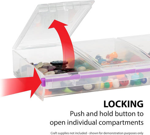 Craft Mates Bead Organizer and Plastic Containers Craft & Sewing Supplies Storage, 4 Locking Compartments (2XL), Clear Lids...