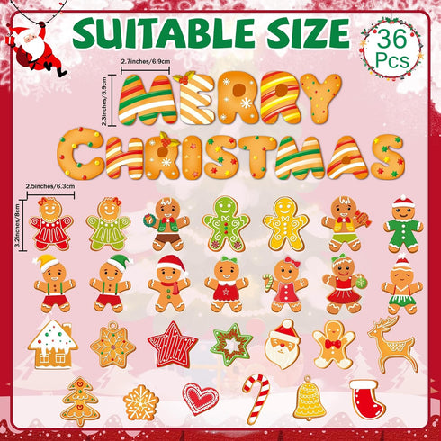 36 Pieces Christmas Magnets Supplies Xmas Refrigerator Magnetic Merry Christmas Fridge Magnet Stickers Happy Holiday Decoration for Car Mailbox Lo...