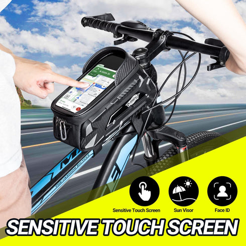Bike Bag,Waterproof Top Tube Bike Phone Bag With Rain Cover,Front Frame Bag 2L Large Capacity Handlebar Bag Bicycle Bag Bike Accessories Compatibl...