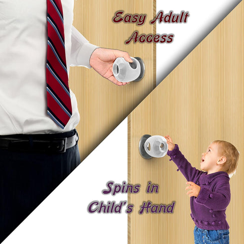 New & Improved - Door knob Baby Safety Cover - 5 Pack - Deter Little Kids from Opening Doors with A Child Proof Door Handle Lock - Driddle...