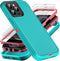 for iphone 12 Pro Max Case, Military Grade 3 in 1 Heavy Duty Shockproof/Drop Proof/Dust Proof Case with 2Pcs Tempered Glass Screen Protector (Aqua...