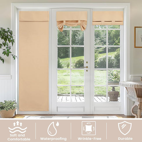 Self-Adhesive Sidelight Door Curtain,Door Curtains for Door Window Small Door Window Coverings, 1 Panel, W10 x L42, Beige...