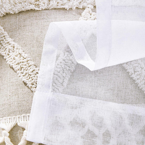 MYSTIC-HOME Sheer Curtains White 45 Inch Length, Rod Pocket Voile Drapes for Living Room, Bedroom, Window Treatments Semi Crinkle Curtain Panels f...