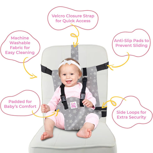 Harness Seat for Baby High Chair - Safety Harness Chair Accessory for Baby Feeding - Must Have for Travel Essentials (Grey)...