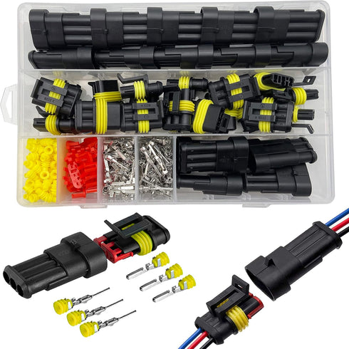 20 Kit 3 Pin Connector, 20-16 AWG Waterproof Electrical Automotive Wire Connector, 1.5mm Series Terminals Male Female Car Harness Plug Sets...