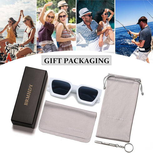 Square Sunglasses for Women Men Retro 90s Square Thick Frame Sunglasses UV400 Protection Black Shades...