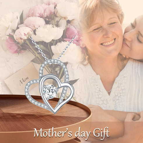 EVER FAITH Double Circles Necklace Sterling Silver Infinity Interlocking Friendship Sister Mother Daughter Necklace Birthday/Mothers Day/Valentine...