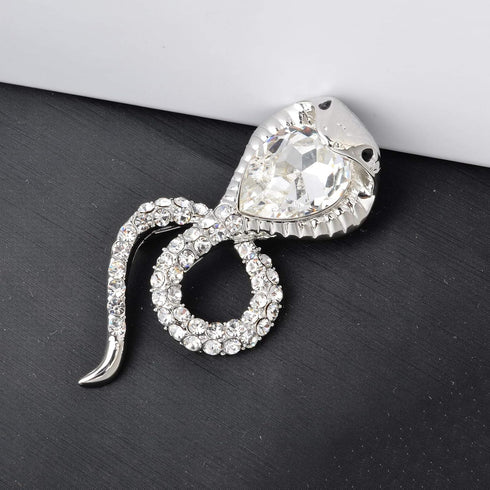 Vintage Enamel Crystal Cobra Snake Brooch Pins Reptile Animal Python Antique Breastpin Costume Jewelry for Women Men...
