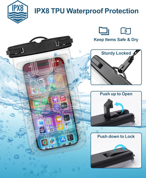 F-color Waterproof Phone Pouch - IPX8 Waterproof Phone Case - Underwater Photography Screen Touchable with Bubble Grids, Cell Phone Waterproof Pou...
