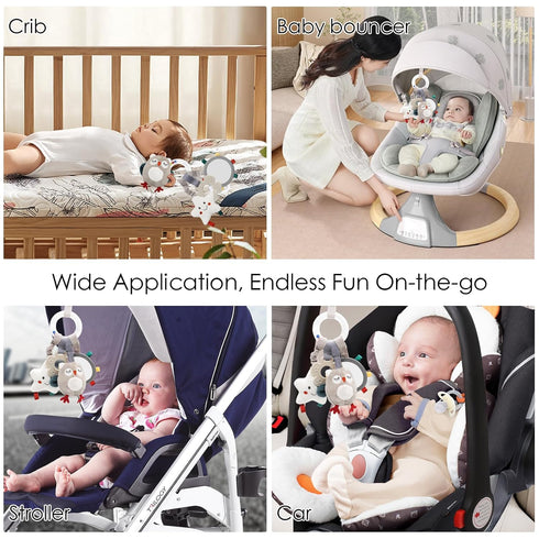 vocheer Car Seat Accessories for Babies Hanging Rattle Toys Soft Plush Activity Crib Stroller Car Seat Wind Chimes for 0 3 6 9 12 Months Infant...