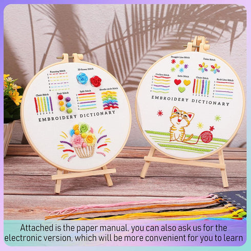 Sherr 9 Sets Embroidery Stitch Beginners Practice Kits Cross Stitch Kits to Learn Different Stitches Crochet Punch Needlepoint Kits for Kids Adult...