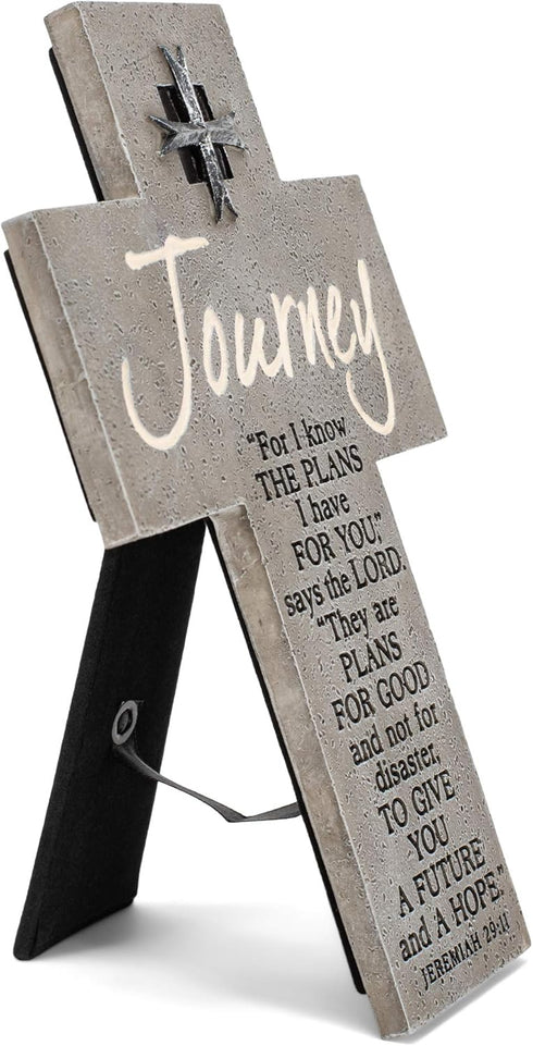 Lighthouse Christian Products Future and Hope Journey Marbled Grey 8 Inch Cast Stone Cross Figurine...