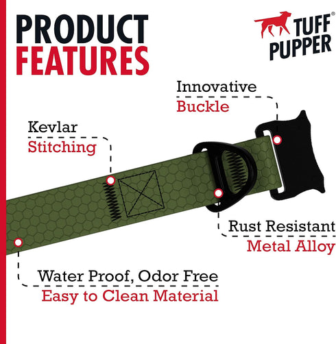 Tuff Pupper Waterproof Action Collar for Dogs | Heavy Duty Water Proof Dog Collar | Tear Proof & Odor Free | Rust-Proof Metal Hardware | Tactical ...