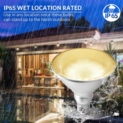 Dusk to Dawn PAR38 LED Flood Light Bulbs with Auto On/Off Light Sensor for Porch Security or Landscape Lighting, 20W = 100W, IP65 Waterproof, Warm...