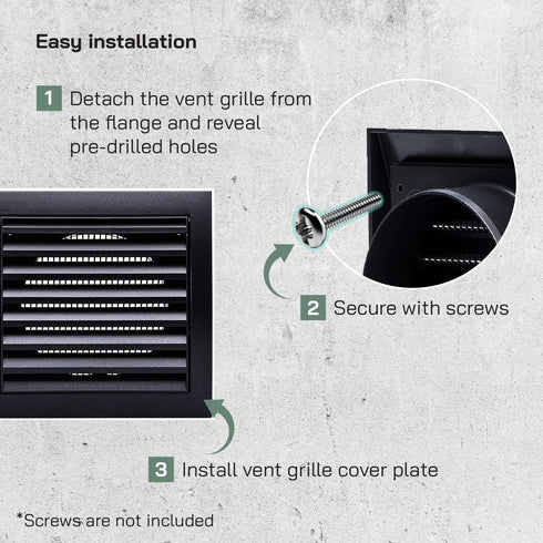 Vent Systems 4'' Inch Anthracite Pack of 2 Louvered Air Vent Covers and Bathroom Exhaust Vents, Dryer Vent Cover Keeps Out Insects, Birds and Rode...