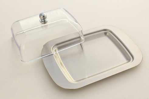 Zoie + Chloe Stainless Steel Butter Dish with Easy to Hold Lid...