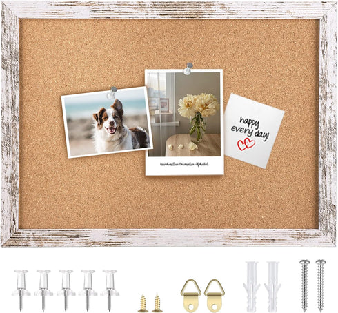 Cork Board Bulletin Board, Decorative Hanging Framed Cork Boards for Walls, Pin Board Vision Board for School Home Kitchen and Office, Bulletin Bo...