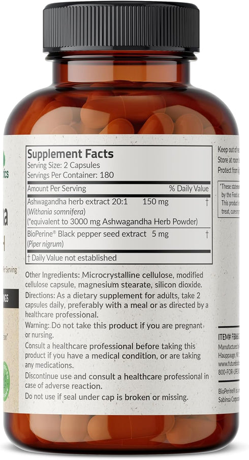 Futurebiotics Ashwagandha Extra Strength Stress & Mood Support with BioPerine - Non GMO Formula, 360 Vegetarian Capsules...