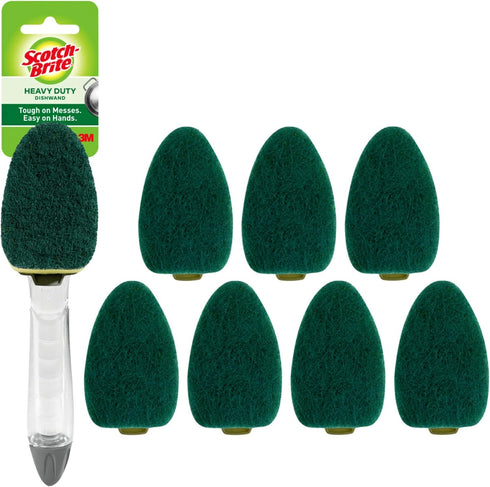 Scotch-Brite Heavy Duty Dishwand Kit, Includes 1 Wand & 7 Refill Pads, Keep Hands Out of the Mess...