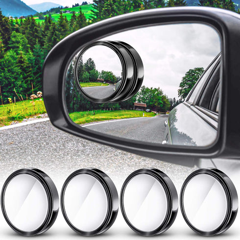4 Pieces Blind Spot Mirrors Car Rear View Mirrors Wide View Angle Mirror Round HD Glass Convex Mirror Adjustable with Frame for Cars SUV Trucks Mi...